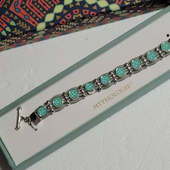 NWT Mythologie Mint and Silver Boho Chic Bracelet NWT Mythologie - Picture 3 of 6